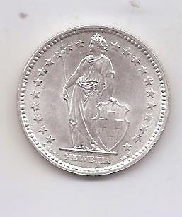 SUIZA DEL AÑO 1957 DE 2 FRANCOS